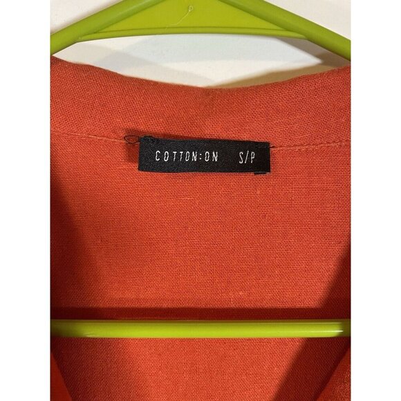 Cotton On Women Orange Boho Linen Blend Shorts Romper Size Small - Picture 3 of 8